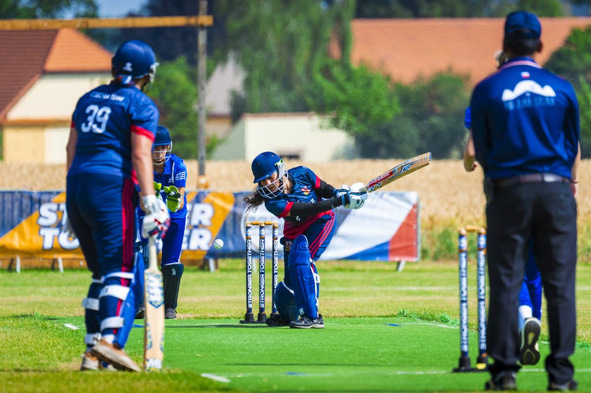 Pratibha C batting in national colours for the Czech Republic
